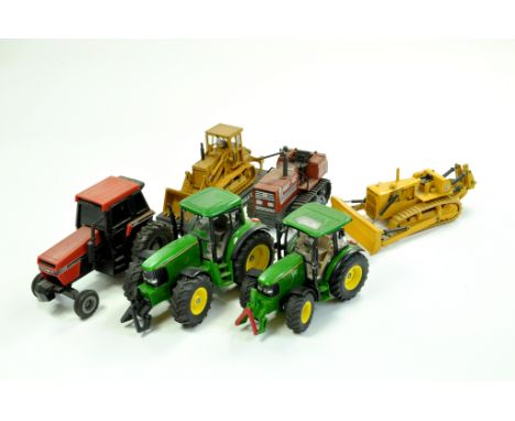 Assorted Farm and Construction Diecast comprising Duo of Siku John Deere Tractor issues, Ertl Case, ROS Fiat Crawler Tractor 