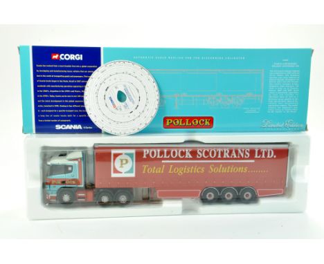 Corgi 1/50 diecast truck issue comprising No. 76401 Scania Curtainside in the livery of Pollock. Excellent, complete and with