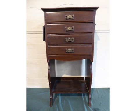 A Late Victorian Four Drawer Music Cabinet with Drop Leaf Side Shelf, 102cm High