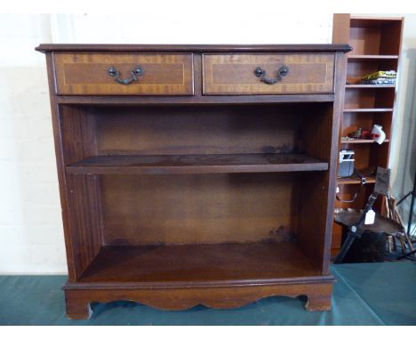 A Mahogany Single Shelf Open Bookcase with Two Top Drawers, 75cm Wide