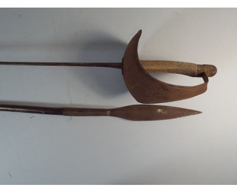 A Vintage English Fencing Sword by Wilkinson, Pall Mall together with a Spear