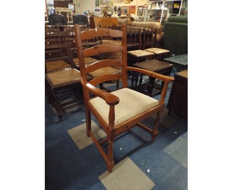 A Pine Ladder Back Armchair