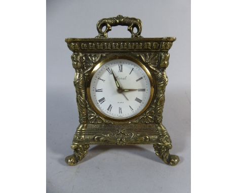 A Japanese Gilt Metal Carriage Alarm Clock by Coral Circa 1950