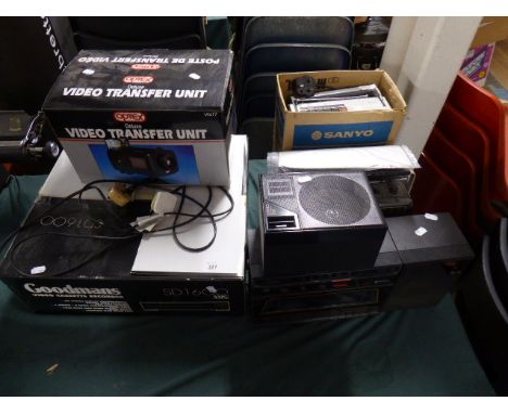 A Collection of Vintage Radios, Video Transfer Units, Cassette Recorder Etc