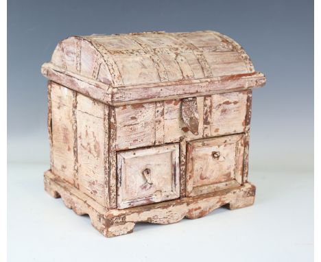 A South-east Asian coopered bamboo basin with a 'stork' handle, height 57cm, diameter 41.5cm, and a 20th century Indian caske