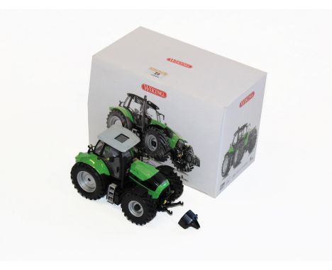 A Wiking 1:32 scale Deutz Agrotron TTV 630 tractor with box