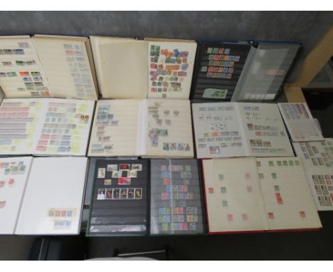 ELEVEN STAMP ALBUMS / STOCK BOOKS, containing British / Channel Island stamps, to include Edwardian, George V, George VI and 