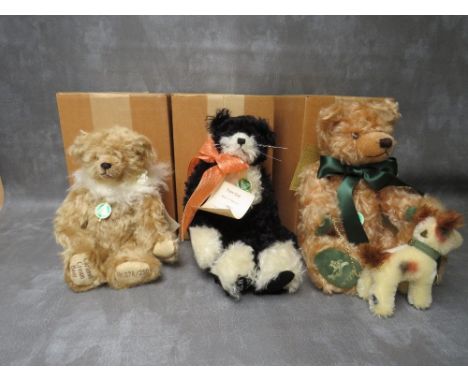 THREE BOXED LIMITED EDITION HERMANN BEARS, to include Caramel Cream bear 96450 number 1/250, Tom Cat D96450 number 1/500 and 