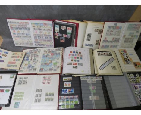 THIRTEEN STAMP ALBUMS / STOCK BOOKS AND FIRST DAY COVER ALBUMS OF BRITISH STAMPS, mainly Queen Elizabeth II