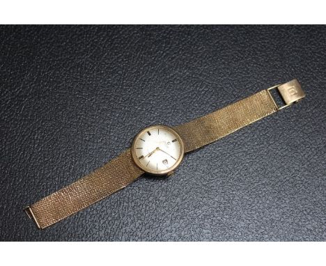 OMEGA - A HALLMARKED 9 CARAT GOLD AUTOMATIC WRIST WATCH,  spares or repair, approx weight 63.2g, Dia 3.5 cm