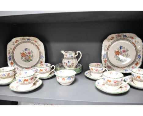 A part tea service by Copeland Spode in the Chinese Rose pattern