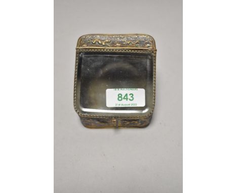 A 19th century pocket watch casket or container having embossed hunting scenes to case