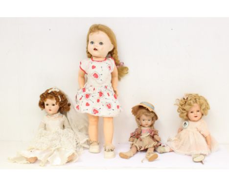 Dolls: A collection of four assorted vintage composition dolls, to include: Shirley Temple doll and Pedigree. General conditi