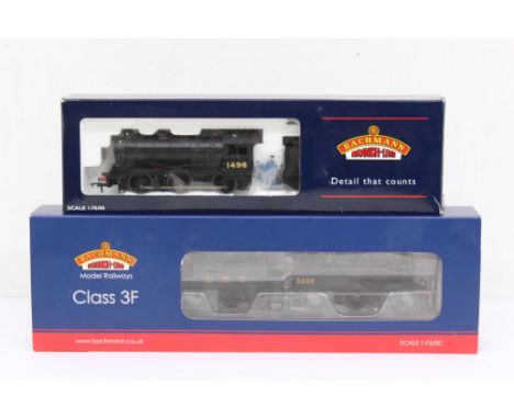 Bachmann: A boxed Bachmann, OO Gauge, Class 3F 3205 LMS Black Locomotive and Tender, Reference 31-627; together with another,