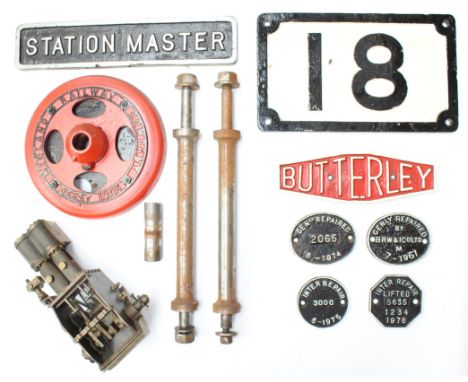 Railwayana: A collection of assorted railwayana signs to include: Bridge Plate '18', Station Master sign, four repair plates,