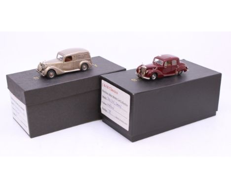 J&amp;M Classics: A pair of boxed J &amp; M Classics 1:43 vehicles, to include: TA21 1951 Saloon, Maroon, Number 78; and TA14