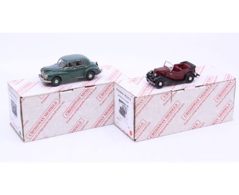 Crossway Models: A pair of boxed Crossway Models 1:43 vehicles, to include: Morris Oxford MO, Empire Green, CM 13; and Morris