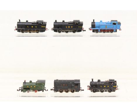 N Gauge: A collection of six unboxed N Gauge locomotives to comprise: LMS 7325 0-6-0, LMS 7130 0-6-0 (Graham Farish), LMS 785