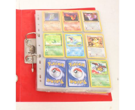 Pokemon: A folder of assorted vintage Pokemon cards to include holographic, reverse holographic and non-holographic examples.