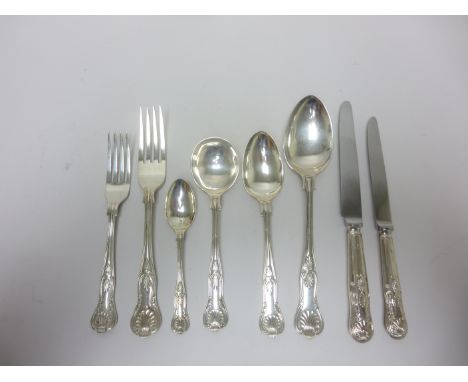 A modern Canteen of of silver kings pattern Cutlery, viz: Table, Dessert, Soup and Teaspoons, Dinner & Dessert Knives, Dinner