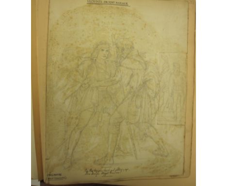 A 19th CENTURY ALBUMlacking spine, sold A/F, titled on  the cover 'Drawings- Pmalder Cottage',  containing a collection of Wa