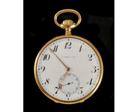 A 19th Century French gold cased Pocket Watch by Le Roy & Cie, white enamel dial with arabic numerals, subsidiary seconds dia