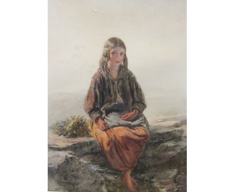 PAUL FALCONER POOLE (1807-1879)A Country Girl; and The Flower Gatherer; one signed and dated (18)44, watercolour, unframed17 