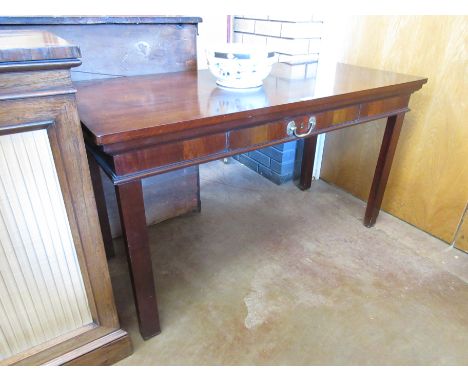 A George III mahogany Serving Table fitted single short frieze drawer on rectangular supports, 4ft 4in W x 2ft D