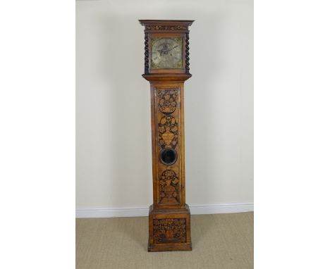 A William & Mary Longcase Clock with 11 inch square brass dial inscribed James Tudman, London, subsidiary seconds dial and da