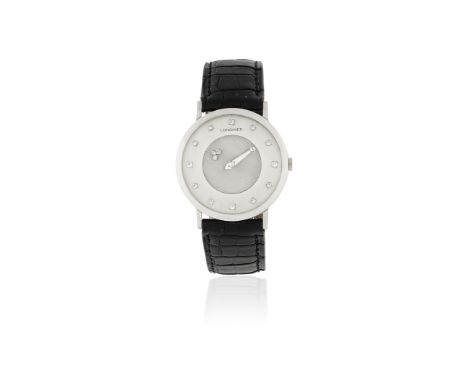 Longines. A 14K white gold manual wind mystery wristwatchReference: 1017Date: Circa 1956Movement: 17-jewel Cal.19.4 manual wi