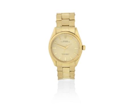 Rolex. An 18K gold automatic bracelet watchModel: Oyster PerpetualReference: 1005Date: Circa 1960Movement: 26-jewel Cal.1560 