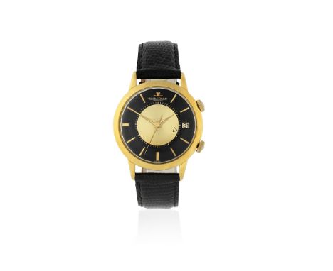 Jaeger-LeCoultre. An 18K gold bumper automatic calendar alarm wristwatchModel: MemovoxDate: Circa 1961Movement: Jewelled Cal.