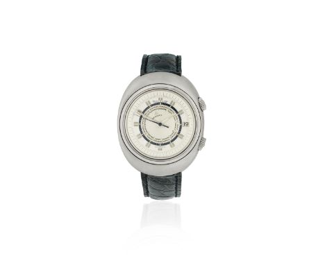 Jaeger-LeCoultre. A stainless steel automatic calendar alarm wristwatch with world citiesModel: Memodate Speed BeatReference: