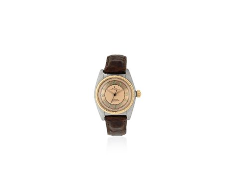 Rolex. A stainless steel and gold automatic bubble back wristwatchModel: Oyster PerpetualReference: 5011Date: Circa 1948Movem