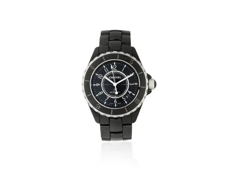 Chanel. A black ceramic and stainless steel automatic calendar bracelet watchModel: J12Date: Sold 19th September 2008Movement