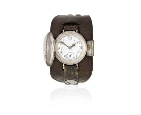 Rolex. A silver manual wind trench style full hunter wristwatch with unusual silver Rolex crown guardDate: London Import mark