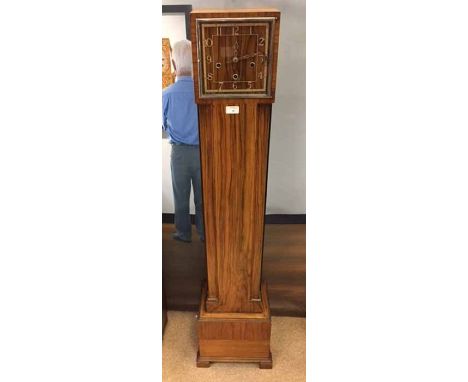 GRANDMOTHER CLOCK OF ART DECO DESIGNthe square dial with Arabic numerals, 8 day movement with Westminster chimes, contained i