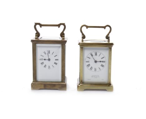 WALTER & CO BRASS MANTEL CLOCKwith Roman numeral white enamelled dial, pierced blued steel hands, platform escapement, 14.5cm