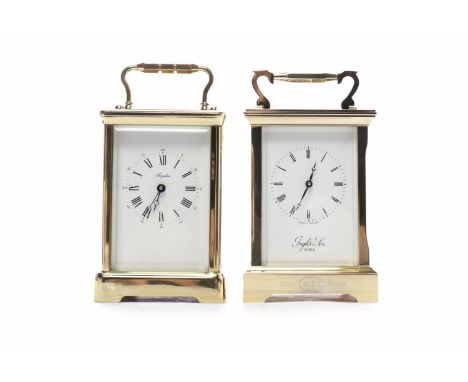 INGLIS & SON 'YORK RACES' GILT METAL CARRIAGE CLOCKthe white enamel dial with Roman numerals, movement signed 'Made in Englan