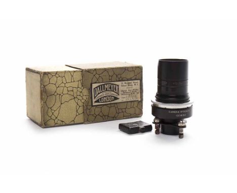 DALLMEYER 3" F/3.5 TELEPHOTO LENSnumbered 133850, camera number 133850, fitted with a Dallmeyer X2 Filter
