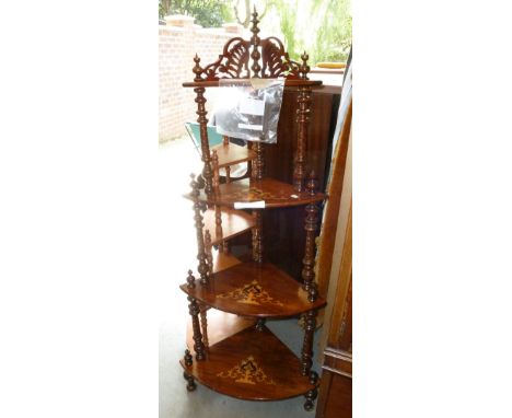 FOUR TIER INLAID BOW FRONTED CORNER WHAT-NOT 