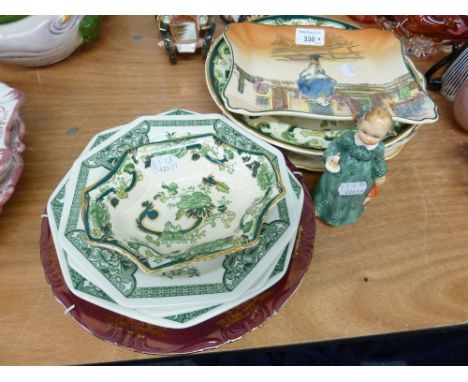 CROWN DUCAL RACK PLAT, SPODE 'BYRON' RACK PLATE, BOOTHS 'VICTORIA' RACK PLATE, ROYAL DOULTON DICKENS WARE OBLONG DISH 'FAT BO