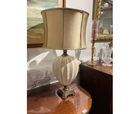 A pair of modern ceramic gourd form lamps with cast bases, 75cm tall, Collectors Electrical Item, see Information Pages 