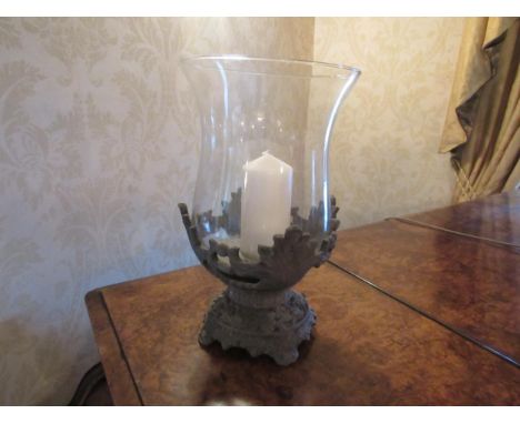 An antique style hurricane lamp, 37cm tall, Collectors Electrical Item, see Information Pages 