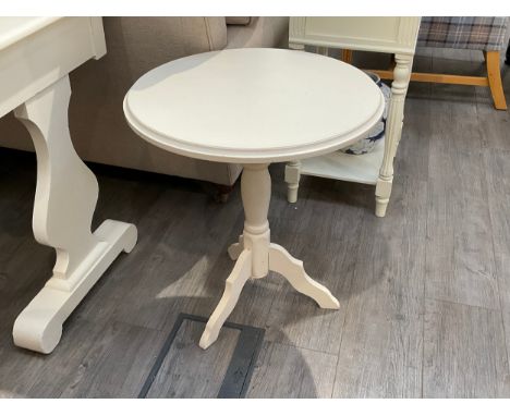 A cream painted tripod table, 61cm Tall x 55cm diameter 