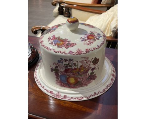 A Masons "Fruit Basket" cheese dome, three Worcester bread plates and a Worcester cake slice 