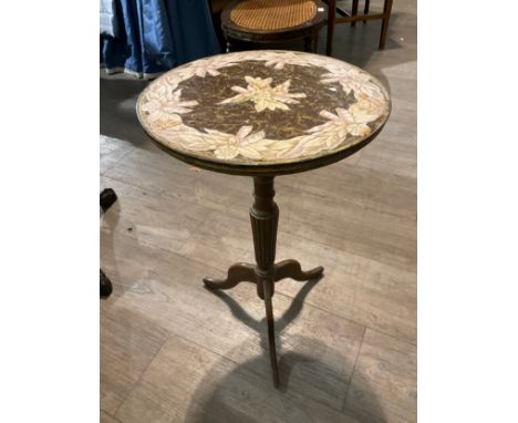 Circular tripod table, flora decoration 33cm diameter 