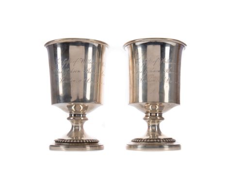 PAIR OF REGENCY SILVER GOBLETS, maker Rebecca Eames &amp; Edward Barnard, London 1810/11, the bucket bowl with flared rim and