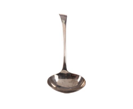 GEORGE V SILVER SOUP LADLE, maker Cooper Brothers &amp; Sons, Sheffield 1914, Hanoverian pattern, engraved initials to termin