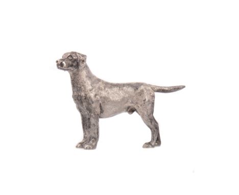 ELIZABETH II CAST SILVER FIGURE OF A LABRADOR, indistinct maker's mark, London 1963, standing four square, 8.8cm high, approx